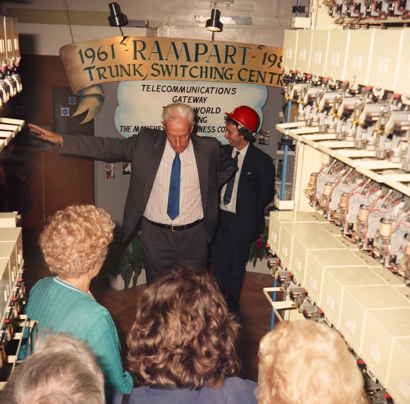 Peter Fawkes and Dave Shear with a lovely back of head shot of Thelma , blonde hair and turquoise dress who was Dave Shears best PA. 